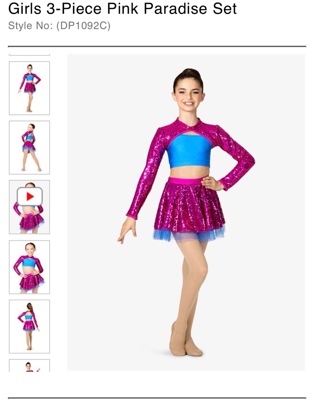 Girls Pink & Blue Sequin Jazz Dance Costume Set